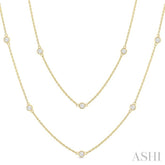 1 Ctw Bezel Set Round Cut Diamond Station Long Necklace in 14K Yellow Gold